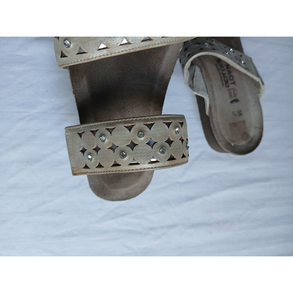 Naot Sandals 38 Susan Rose Gold Studded Cork Cushioned Comfort Casual  Leather - Picture 14 of 16